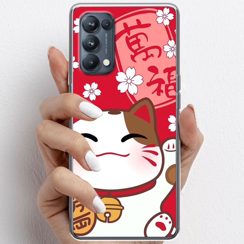 Ốp lưng cho Oppo Reno5, Reno5 Pro nhựa TPU mẫu Mèo thần tài