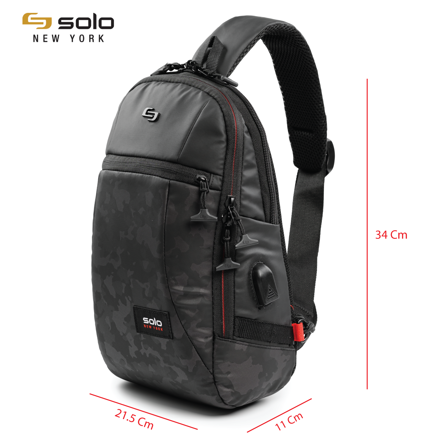 Túi đeo chéo 12.9 inch Solo GLHF - Đen viền đỏ - Mã ACV290-4/12 - Bảo hành chính hãng 05 năm