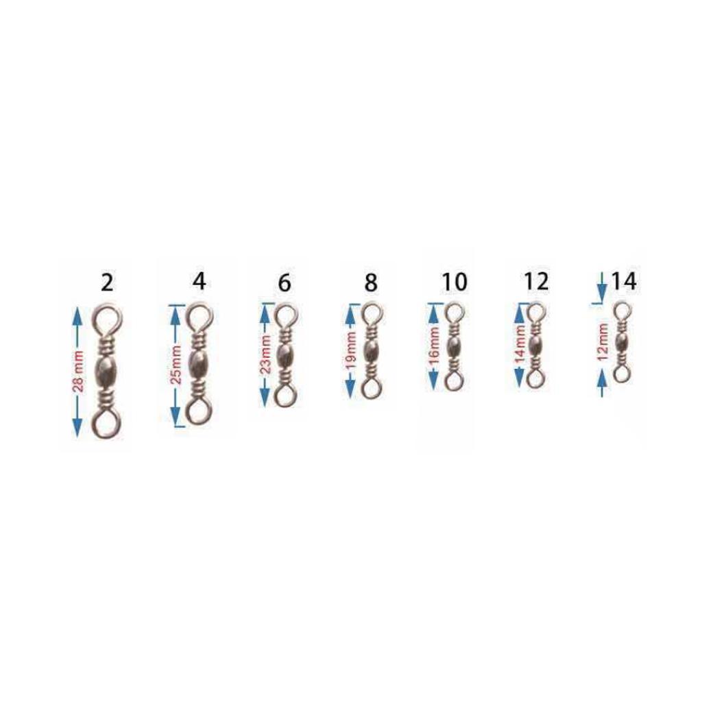 100pcs Rolling Barrel Swivel, Metal Ball Bearing Swivels Connector with Solid Rings