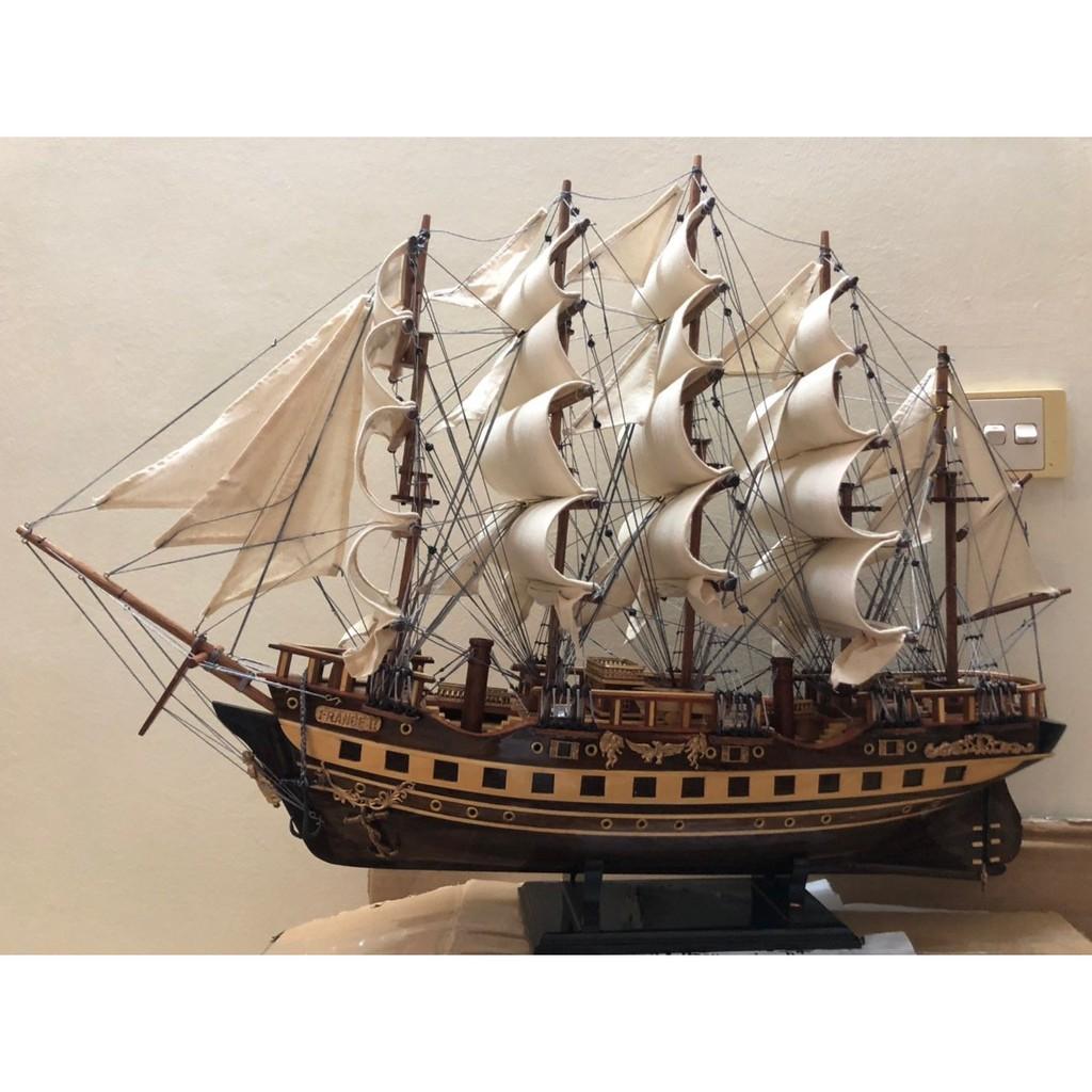 Mô hình thuyền gỗ trang trí - Thuyền gỗ FRANCE của Pháp - Dài 79cm - Gỗ Muồng Đen