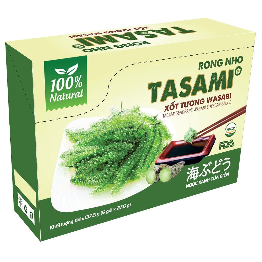 Rong Nho Tách Nước Tasami Kèm Xốt Tương Wasabi - Hộp 137,5g (27,5g x 5 gói)