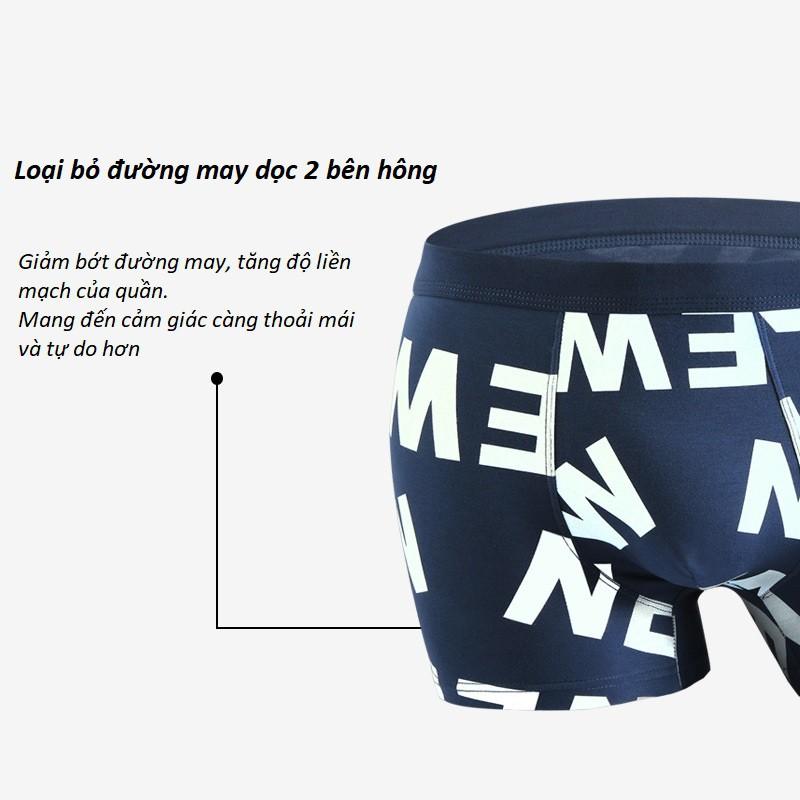 Sịp Đùi- Quần Lót Nam Boxer Cotton Mềm Nhẹ Thoáng Khí Họa Tiết Chữ New K023 - Rêu ghi,XL