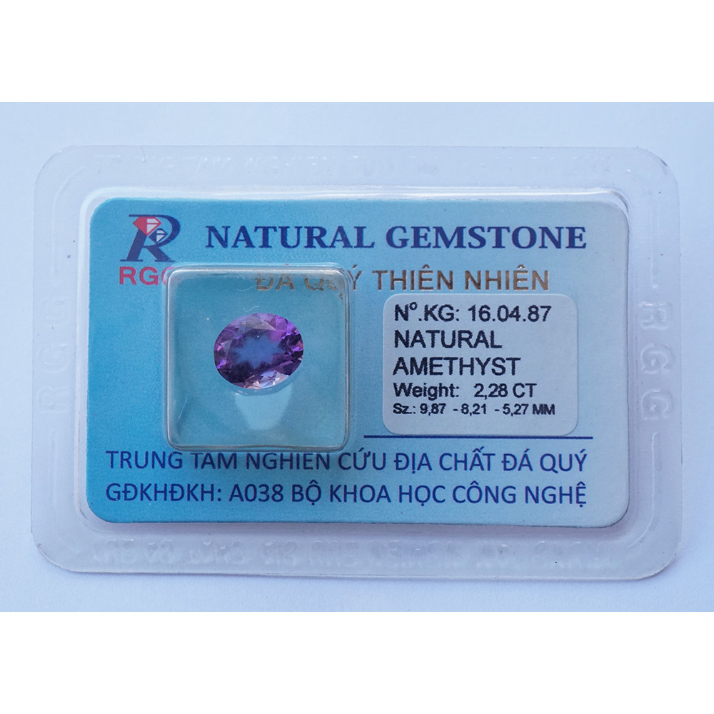 Mặt đá thạch anh tím Amethyst tự nhiên mài giác oval