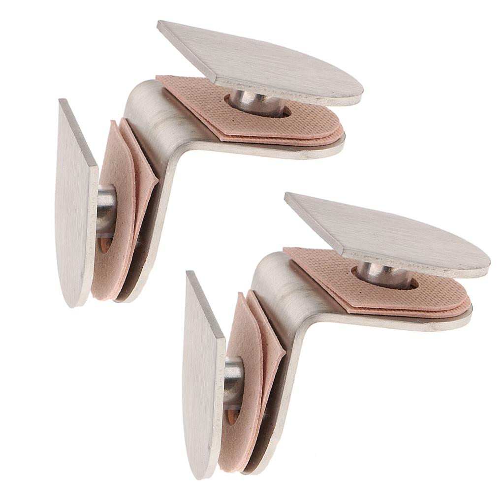 2pcs Stainless Steel Shower Glass Door Panel Fixed Clips  90 Degree 2-side
