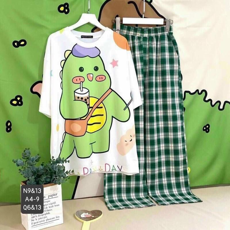 Quần Kẻ Nữ Cạp Chun Caro Lưng Cao Dáng Rộng Ống Suông ulzzang full màu hot Bống Store