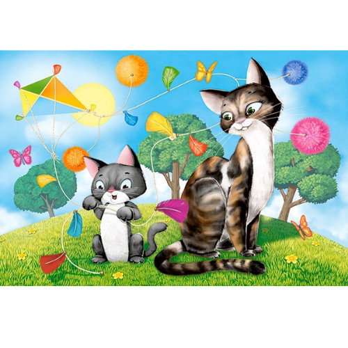 Xếp hình puzzle mẹ và con: chó, mèo, ngựa và thỏ 4 bộ 8/12/15/20 mảnh CASTORLAND B-041053