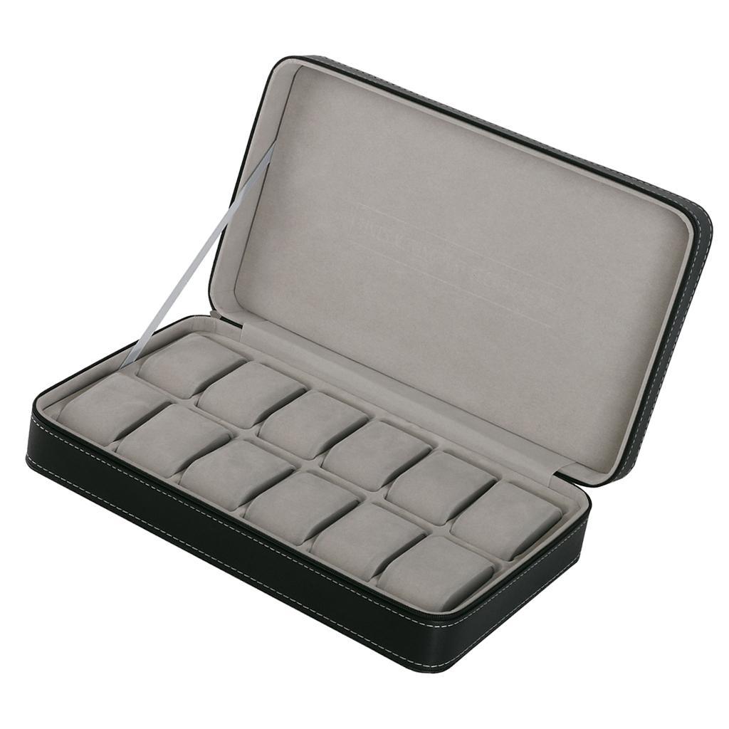 PU Leather Velvet Jewellery Box Tie Clip Brooch Pin Storage Case Holder