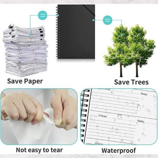 Bộ sổ A6 và bút gel - Sổ tay tẩy xóa & scan app thông minh - Giấy tái sử dụng nhiều lần không thấm nước - Bảo vệ môi trường