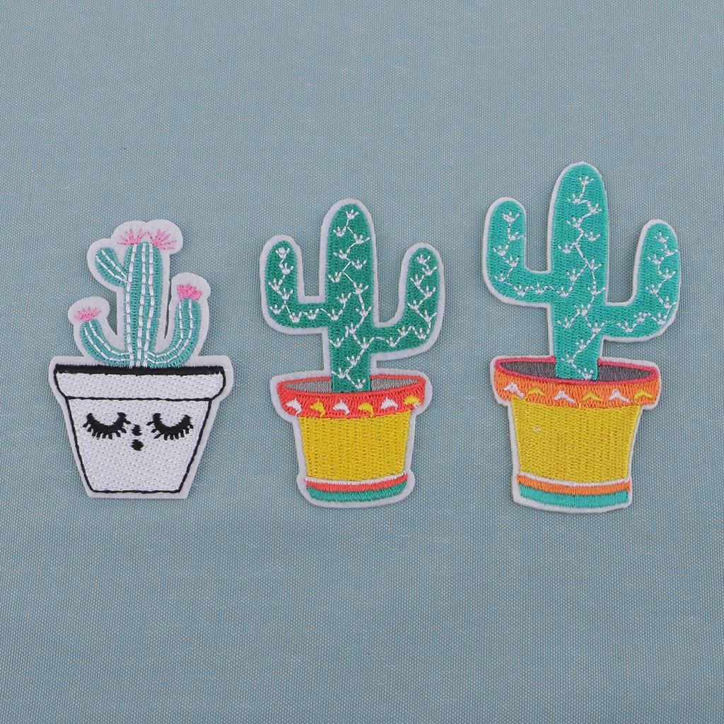 9 Miếng Thêu Thời Trang May Trên Sắt Trên Cactuses Miếng Dán Quần Áo Huy Hiệu Appliques Cho Tự Làm Nghệ Thuật