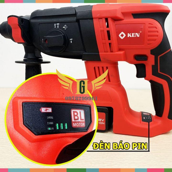 Máy Khoan Đục Bê Tông Ken 118V, Không Chổi Than 2 Pin+Tặng Mũi Khoan Đục