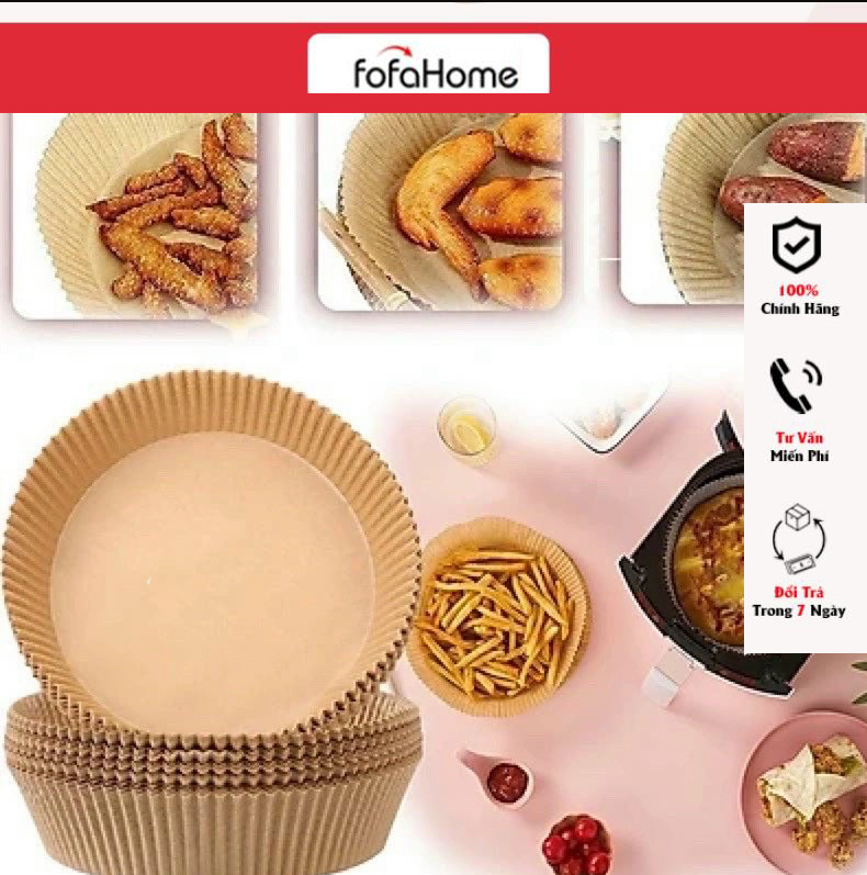 Set 50 Bát Giấy Nến Dùng Cho Nồi Chiên Không Dầu Tiện Dụng Chống Thấm Tốt