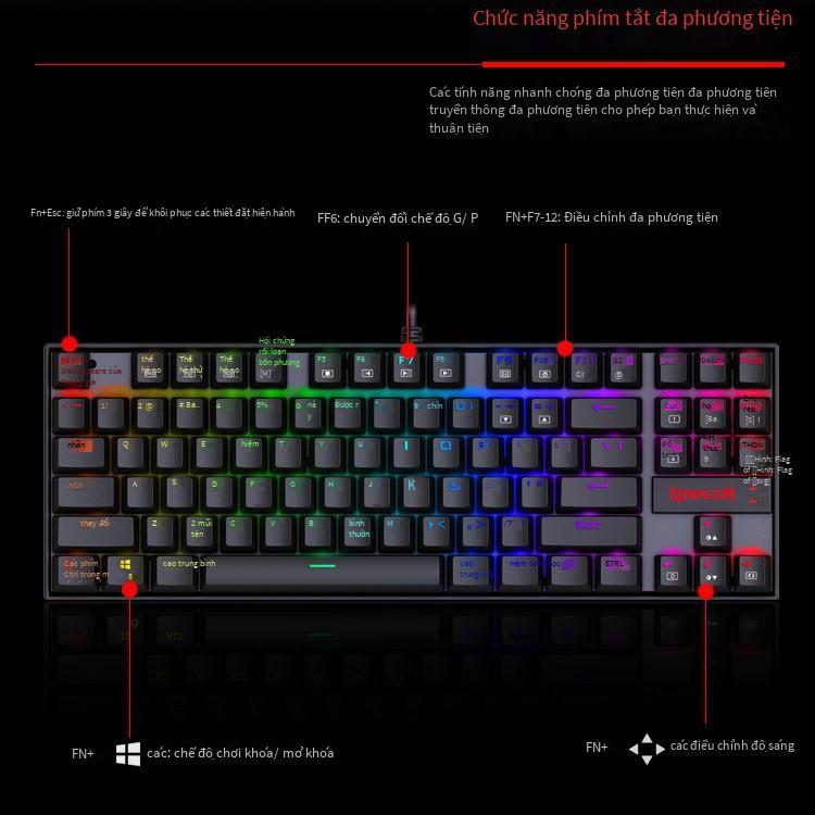 Giá thấp nhất Redragon Red Dragon K552RGB dạ quang chơi game bàn phím cơ 87 phím bán hàng thương mại điện tử trục xanh