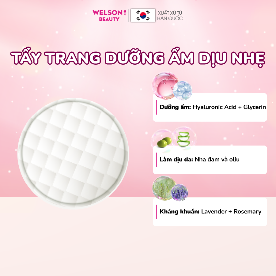 [H&amp;B GIFTS] Bông tẩy trang sạch sâu dịu nhẹ Cleaning Pad Welson Beauty (1 gói x 30 miếng)