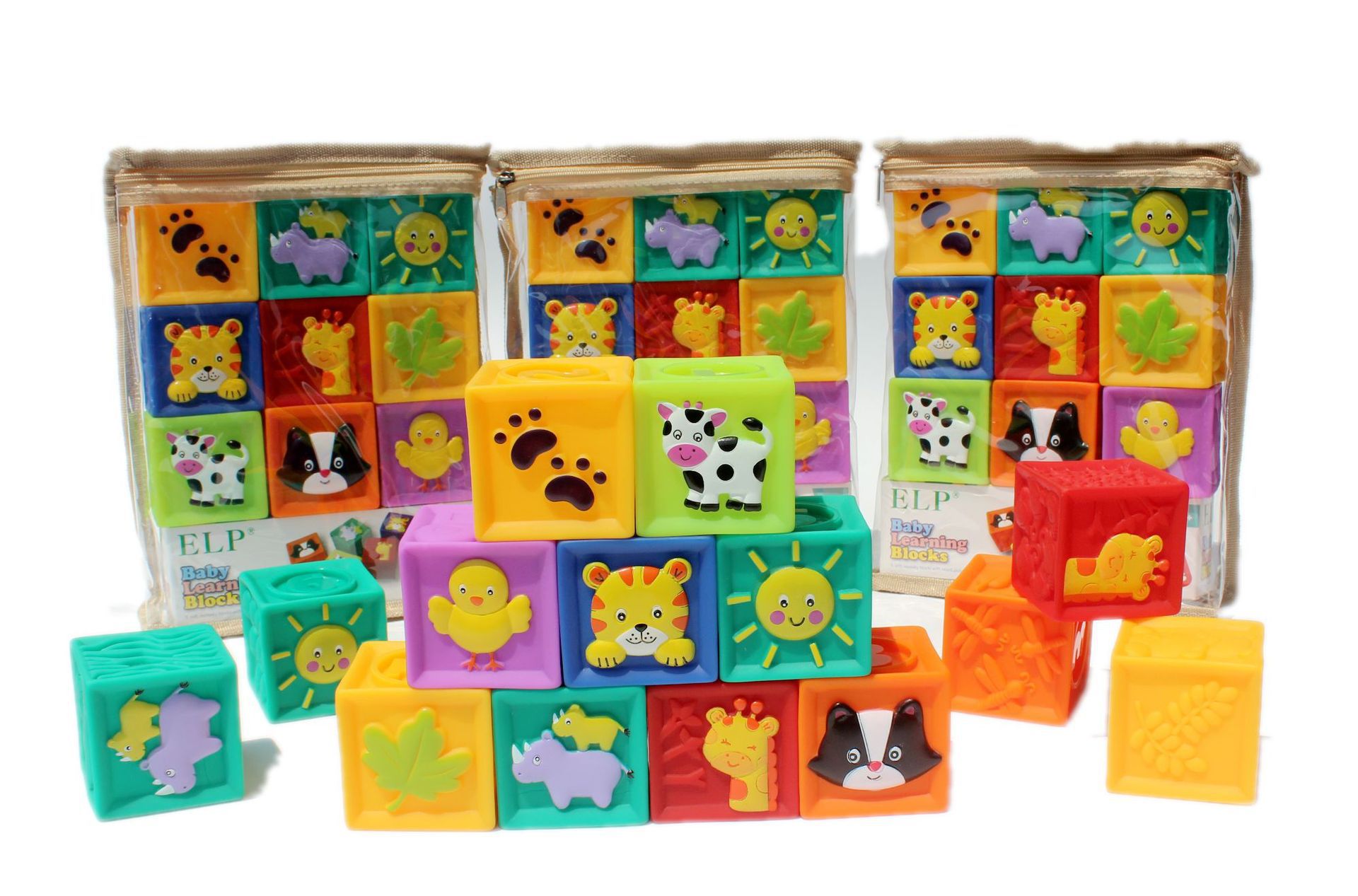 Đồ chơi 9 khối hình nổi kích thích xúc giác - Baby Learning Blocks