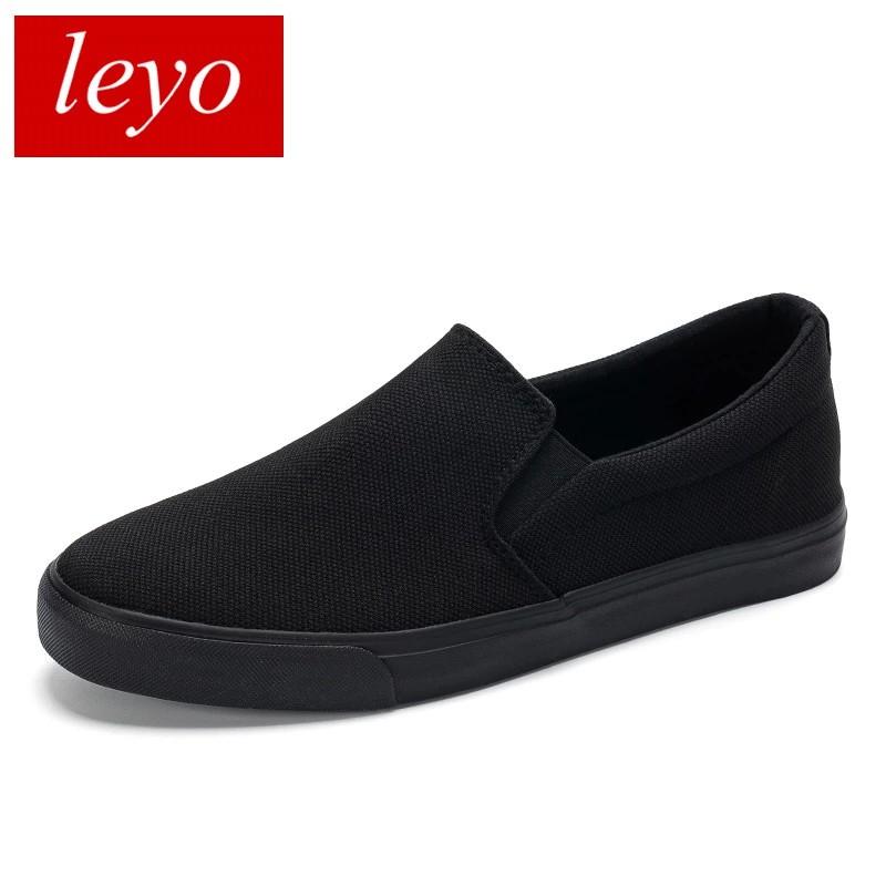 Slip on nam - Giày lười vải nam LEYO - Vải polyester màu đen full và xanh than full - Mã SP A7522