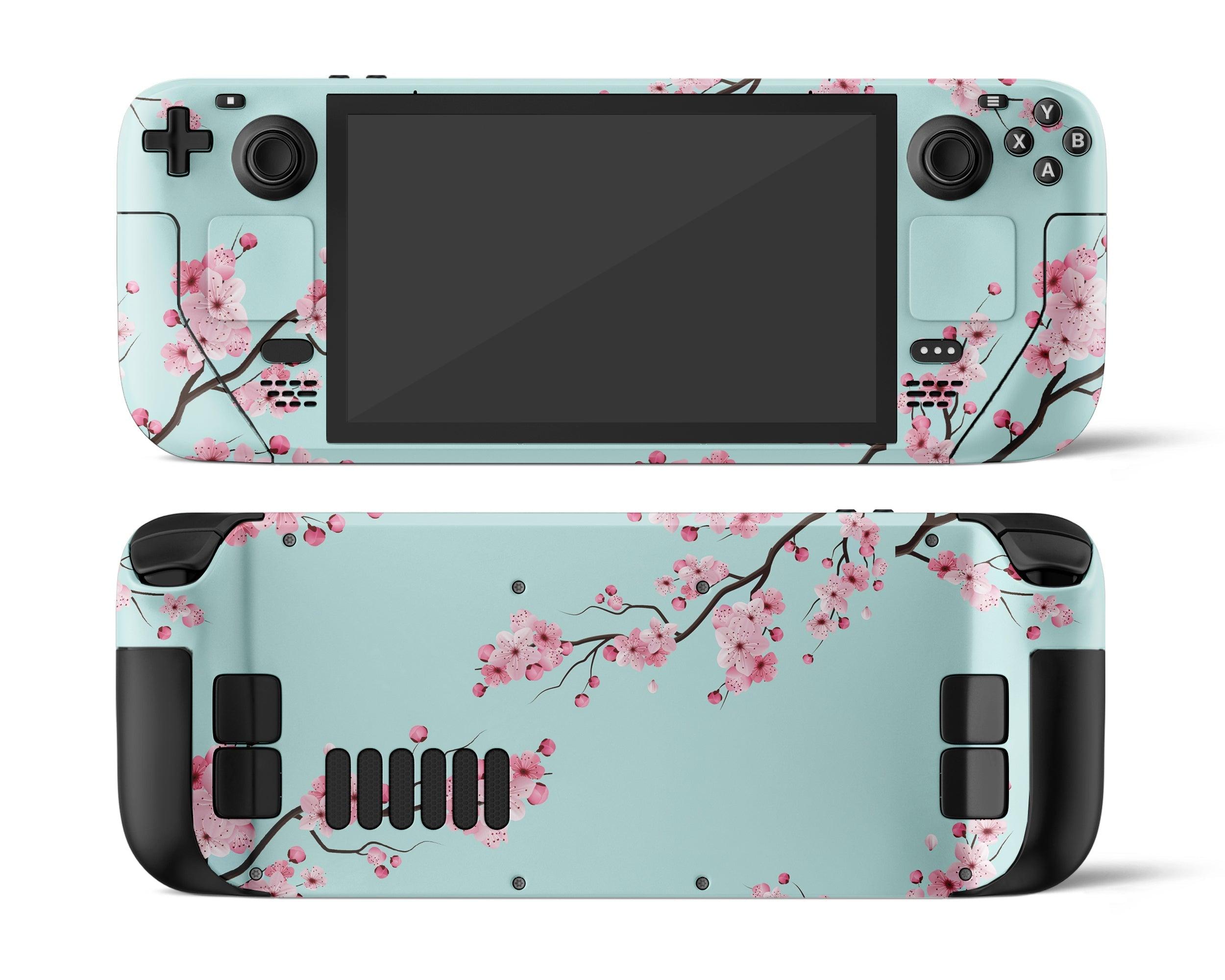 Skin dán Steam Deck mẫu Cherry Blossom Teal Mint (Đã cắt sẵn chi tiết, dễ dán)