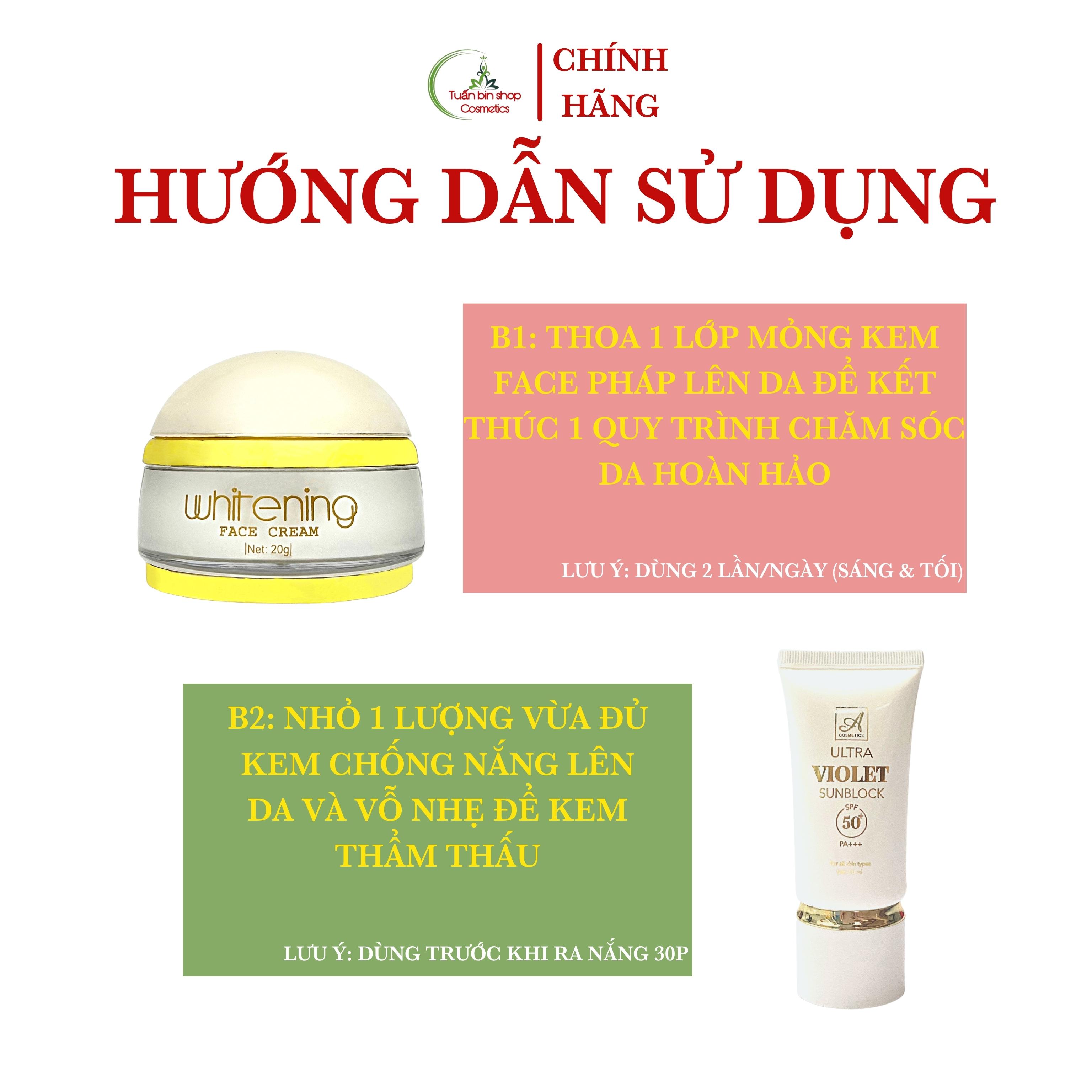 Combo dưỡng trắng da mặt, sáng da Acosmetics, kem face pháp, kem chống nắng nâng tone kiềm dầu ultra violet 70g