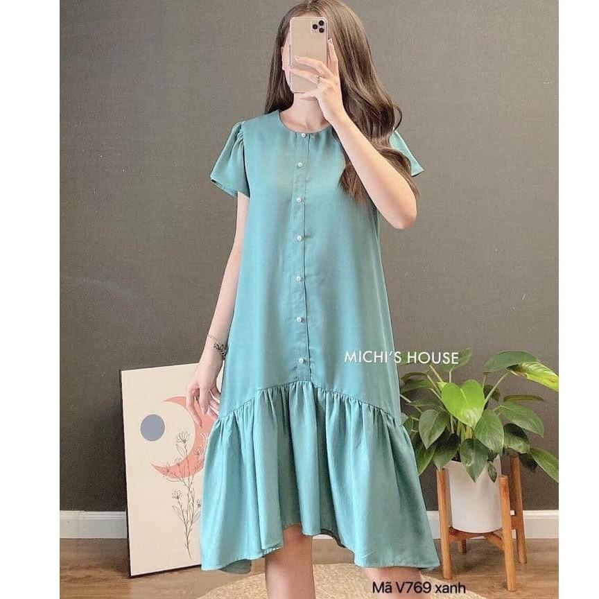 Váy bầu thiết kế️ chất lụa hàn cực mát️free size 40~63kg️cam kết y hình