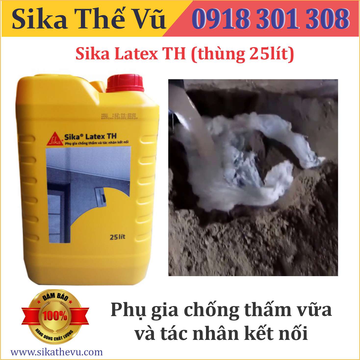 Phụ gia chống thấm vữa và tác nhân kết nối - Sikalatex TH (thùng 25lít)
