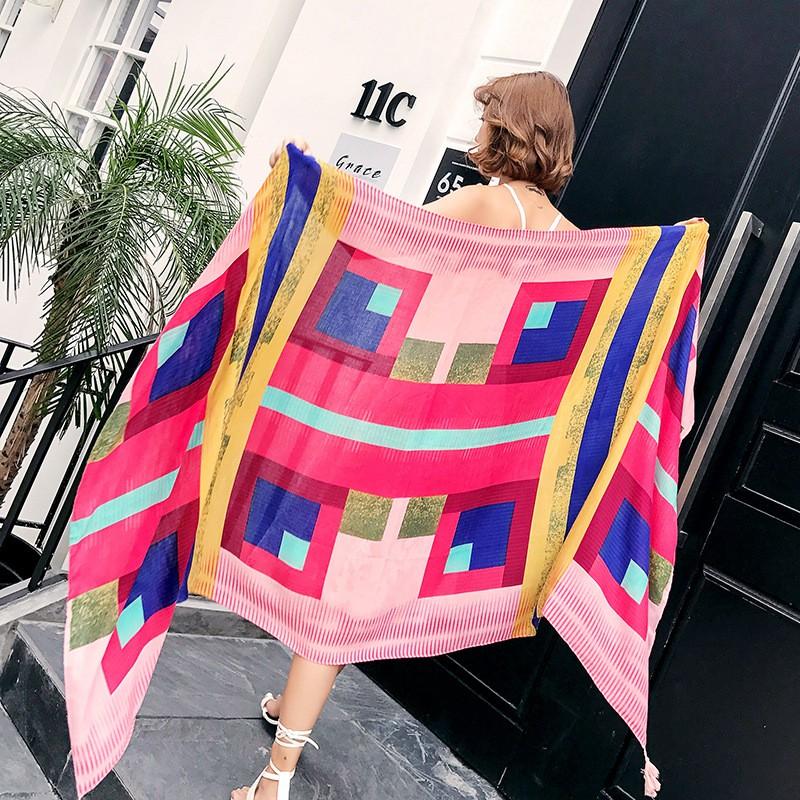 Khăn Choàng Quàng Cổ Boho Đi Biển Vintage Họa Tiết Thổ Cẩm - Chất Liệu Cotton - Size:90x190cm - Mã KC026