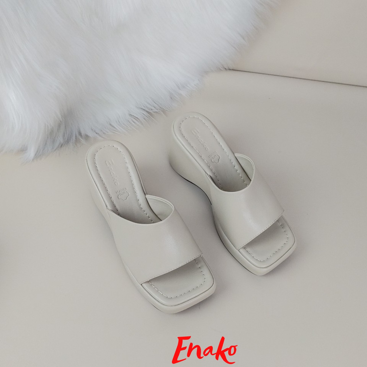 sandal xuồng cao gót enako tp13727 - mũi vuông quai ngang cao 7cm