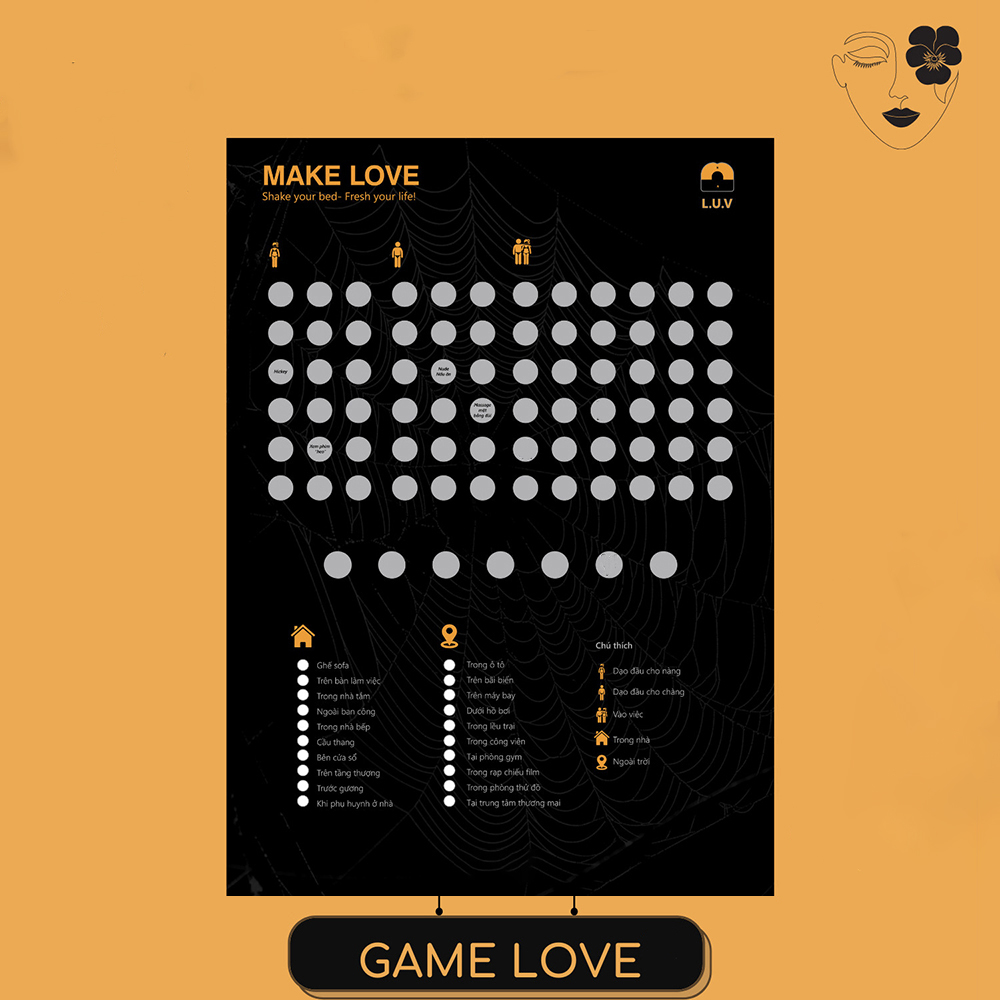 [Che Tên] Bảng Game Make Love Cho Cặp Đôi Trò Chơi Dạo Đầu Drinking Game Ướt Át 36 Tư Thế Cảm Xúc Cho Cuộc Yêu