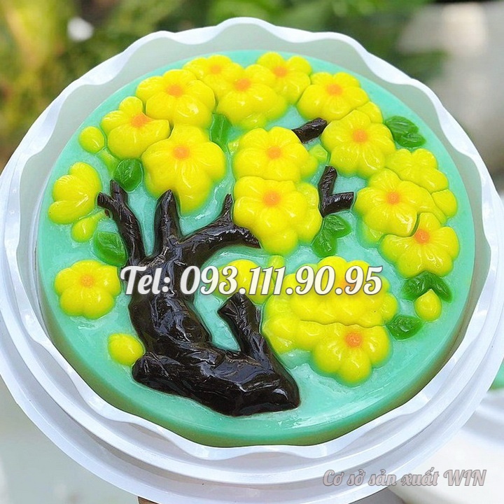 Khuôn rau câu sinh nhật, cưới hỏi hoa mai – Khuôn hình tròn loại 20 cm - Mã số 1276