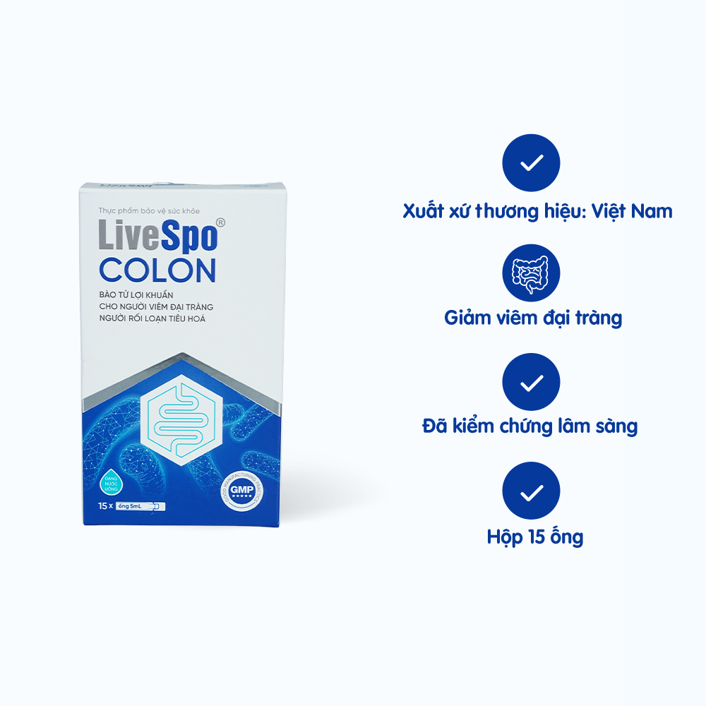 Dung dịch LIVESPO Colon bổ sung men vi sinh cải thiện viêm đại tràng, rối loạn tiêu hóa (15 ống)