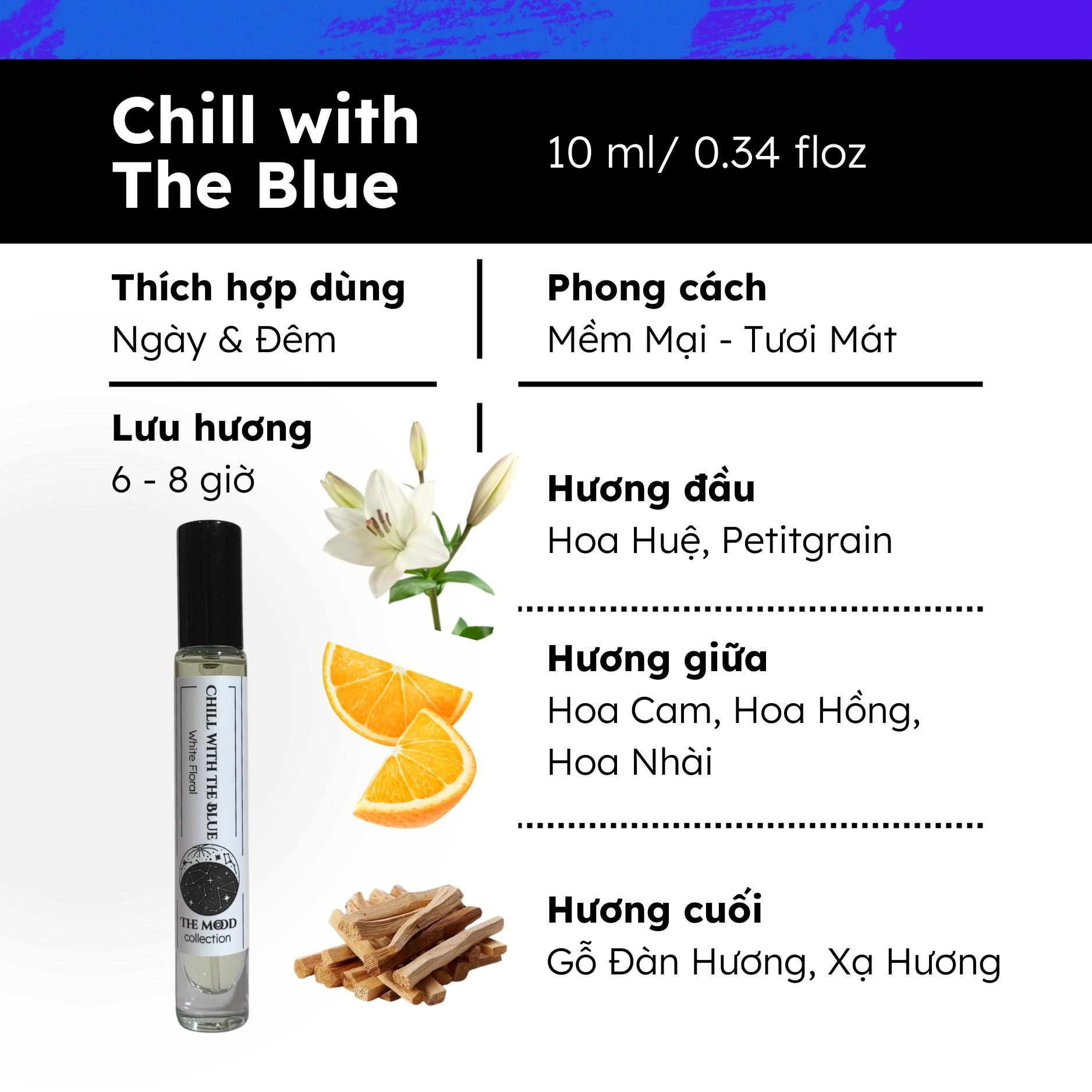 Nước Hoa Nam Nữ Morra Chill With The Blue Hương Thơm Mềm Mại, Tươi Mát, Ngọt Ngào Dung Tích 10ml