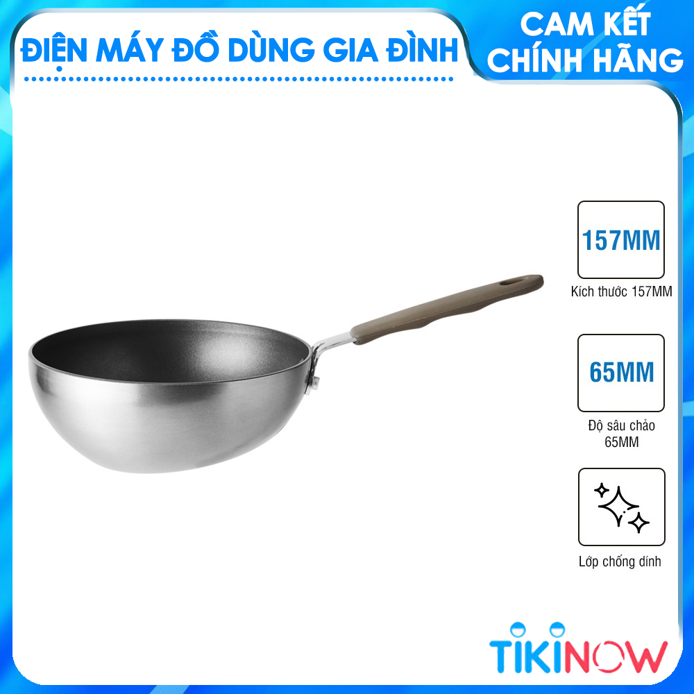 Chảo Wok Lock&amp;Lock Handycook LHD1165 Có Tay Cầm 15.5cm - Màu Xám