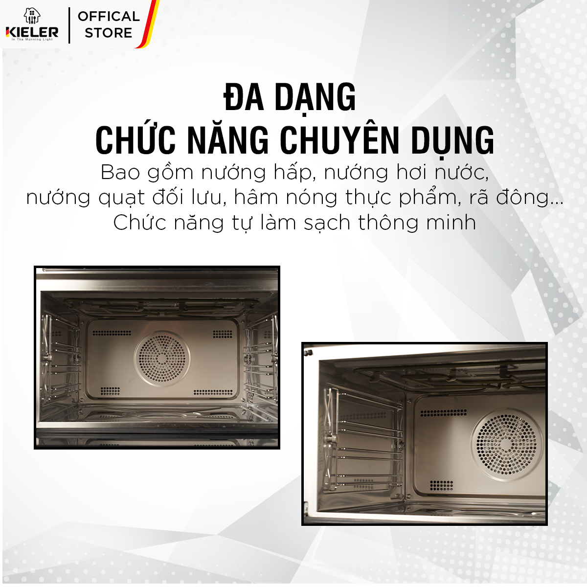 Lò nướng kết hợp chức năng hấp KIELER KL-C255 với 7 chức năng nướng và hấp chuyên dụng - Hàng chính hãng