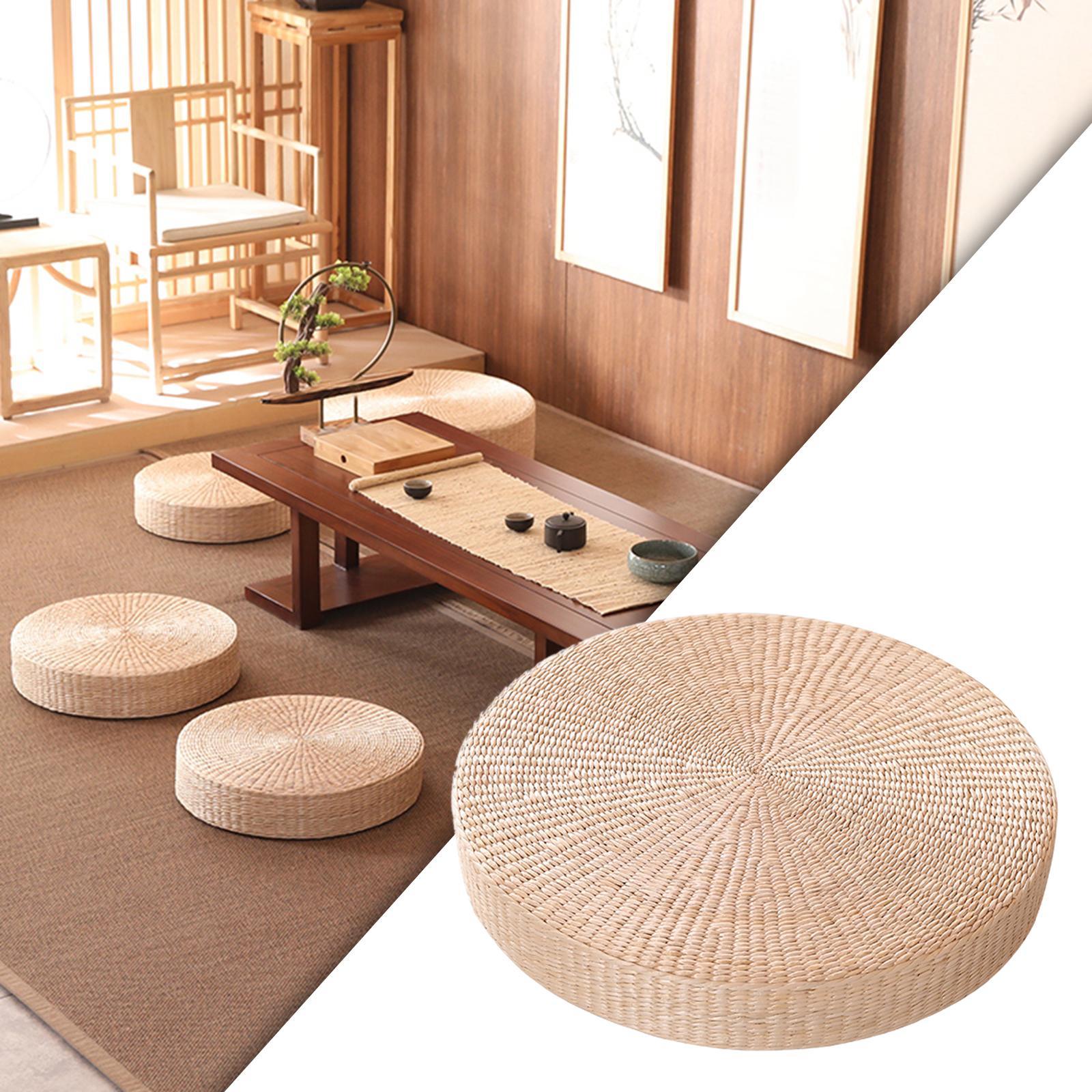 Round Shape Straw Floor Seat Cushion Handmade for Dining Room Home Decor