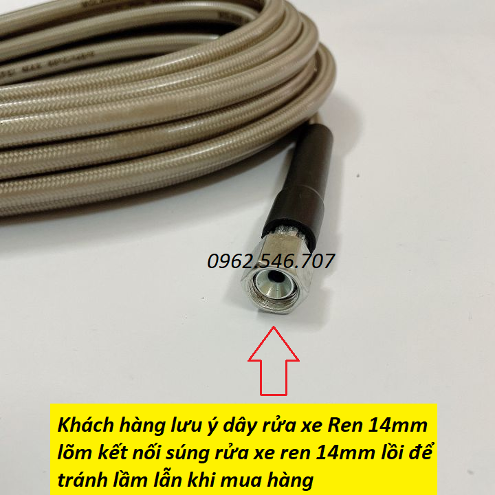 Ống Dây Xịt Rửa Xe Áp Lực Cao 3 Lớp Lõi 10m-15m-20m Ren 14mm | dây xịt rửa xe áp lực cao loại tốt