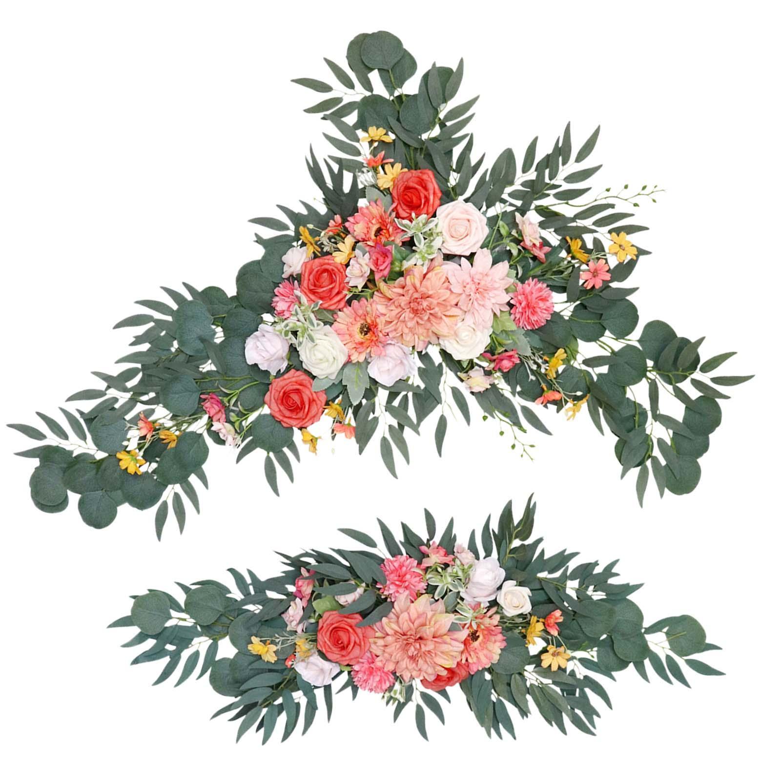 2Pcs Wedding Arch Flowers Rustic Arch Decor for Ceremony Reception Event