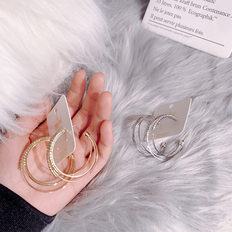 Khuyên tai, Hoa tai mạ bạc 925 cao cấp hình chữ C ulzzang Hàn Quốc