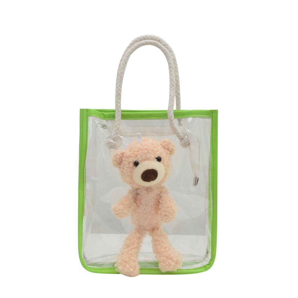 Summer Small Square Bag Korean Fashion Plastic Bag Bear Portable Beach Shoulder Bag