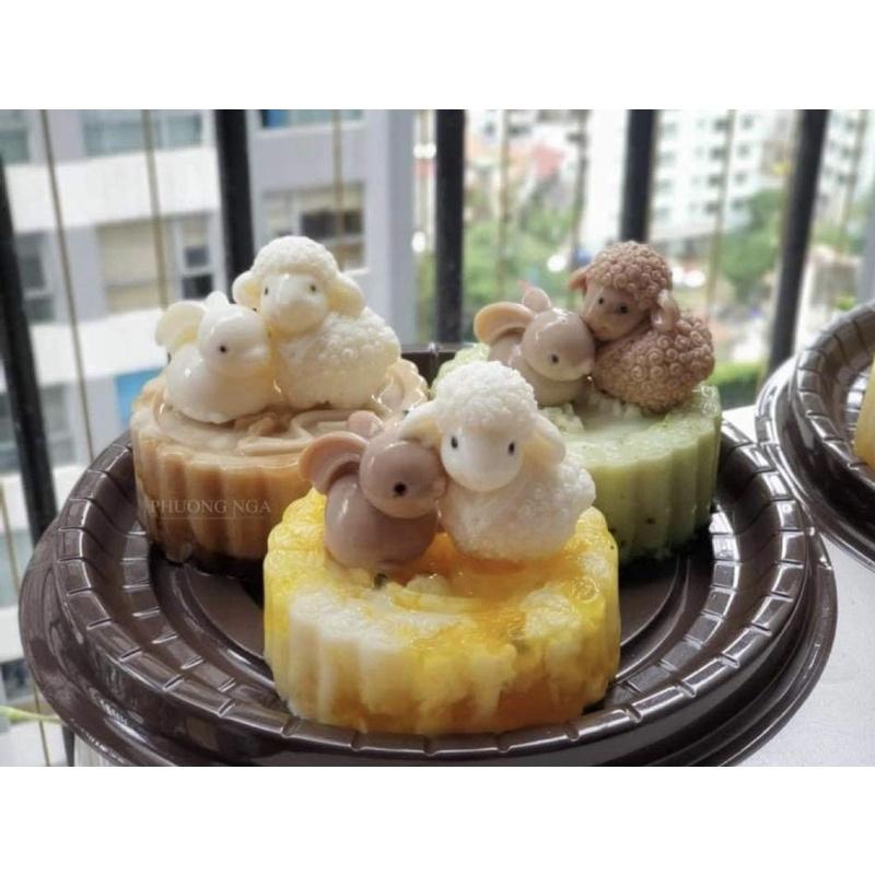 Khuôn silicon thỏ và khuôn cừu 2 mảnh làm thạch tạo hình