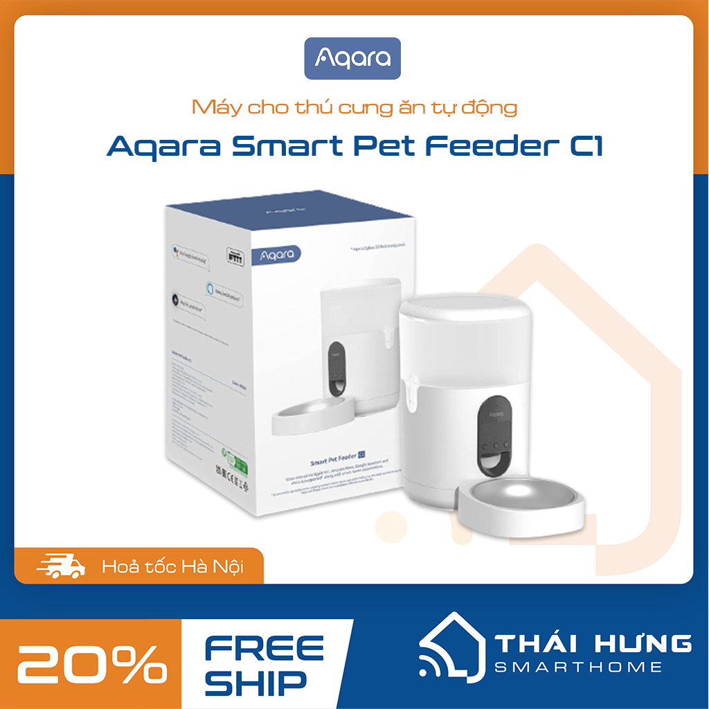 Máy cho thú cưng ăn tự động Aqara Smart Pet Feeder C1, bản Quốc tế, hàng chính hãng