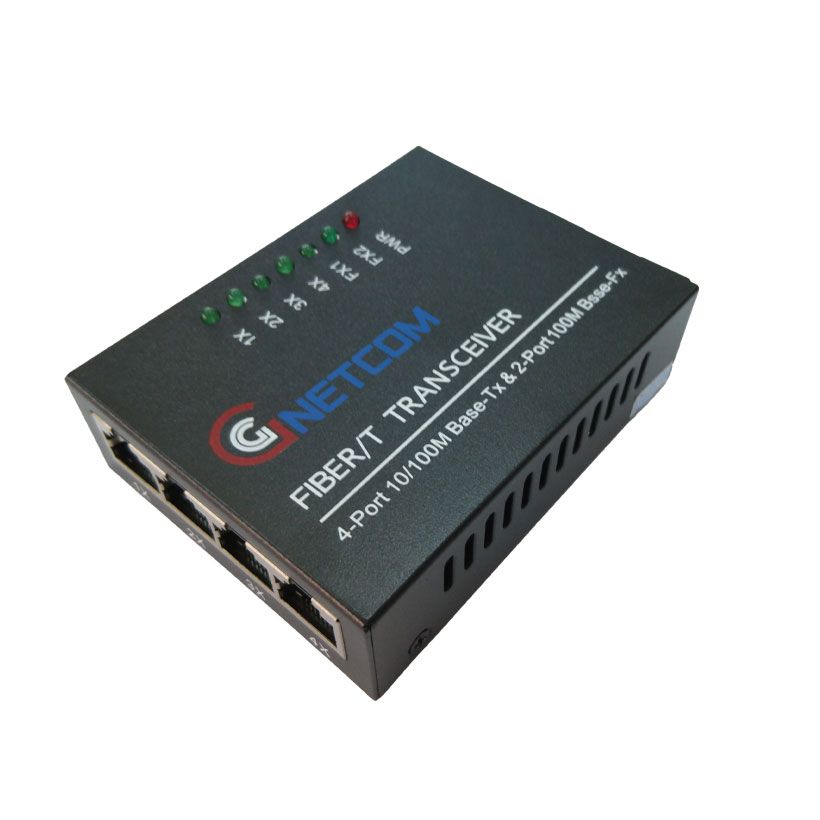 Switch quang chuyển tiếp Gnetcom HL-2F4E-SC | 2 port fiber,4 lan 10/100MB - Hàng Chính Hãng