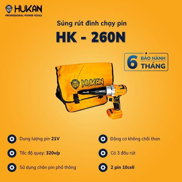 SÚNG RÚT ĐINH HK-260N HUKAN ( 2PIN + 1 SẠC ) - HÀNG CHÍNH HÃNG