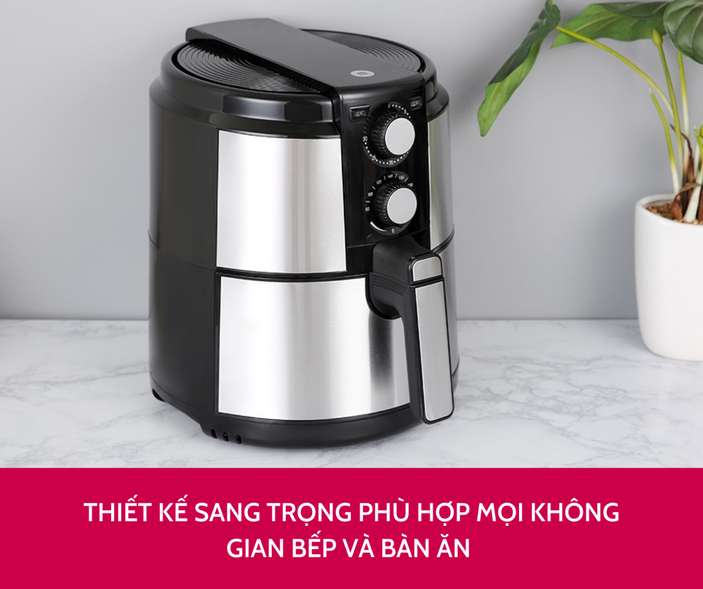 Nồi chiên không dầu vỏ kim loại Mishio MK220 5L - Hàng chính hãng