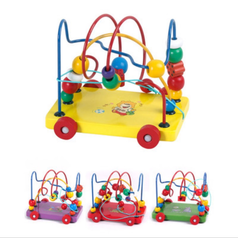 Đồ chơi gỗ - Bộ xe kéo luồn hạt gỗ cho bé