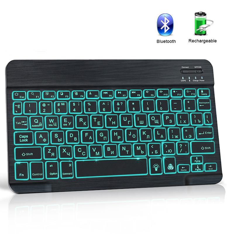 Bàn Phím Bluetooth Mini Không Dây Bàn Phím Có Đèn Nền Cho Ipad Máy Tính Xách Tay Cho Điện Thoại Máy Tính Bảng Cao Su Keycaps Sạc Bàn Phím