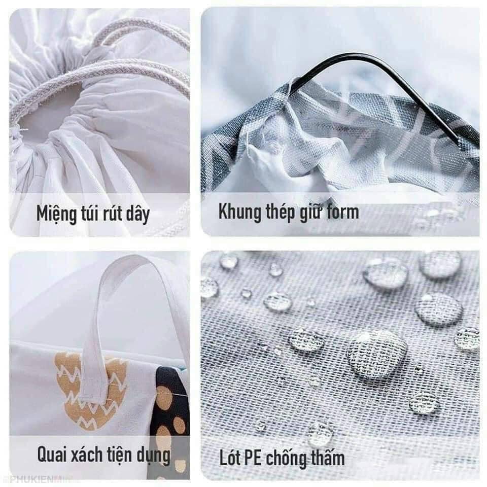 Túi Đựng Chăn Màn Quần Áo Đa Năng Vải Canvas Chống Thấm Nước Phong Cách Vintage Thể Tích 100L