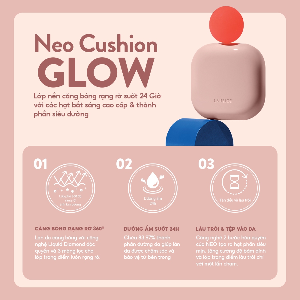 [THẾ HỆ MỚI] Phấn Nước Căng Bóng 24H LANEIGE NEO Cushion Glow 15g