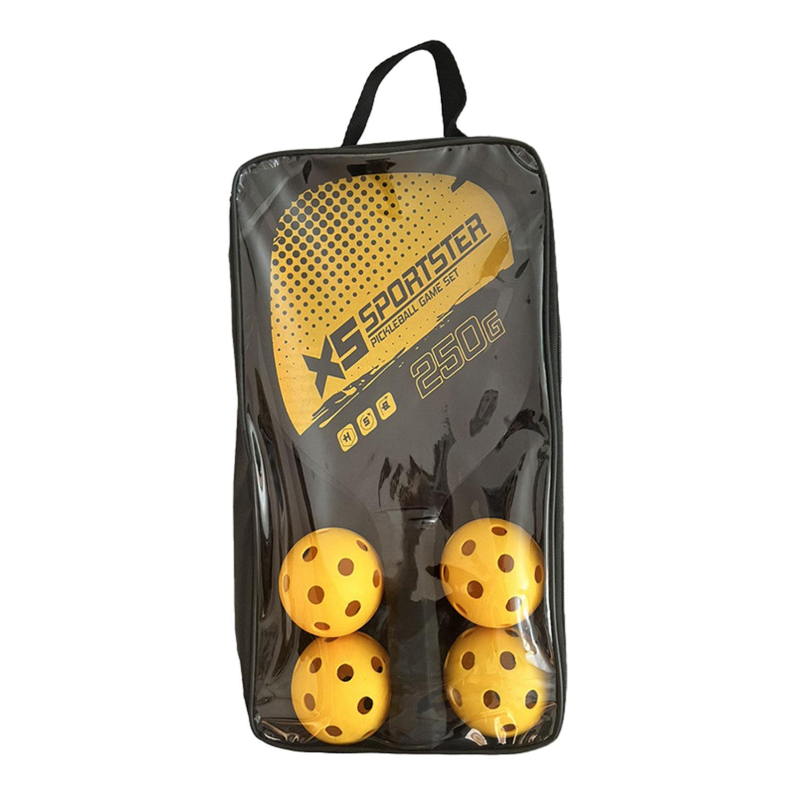 Pickleball Rackets Pickleball Paddles Wood Portable Durable Non Slip Handle with Storage Bag 4 Balls for Adults Player Training Sports Gifts