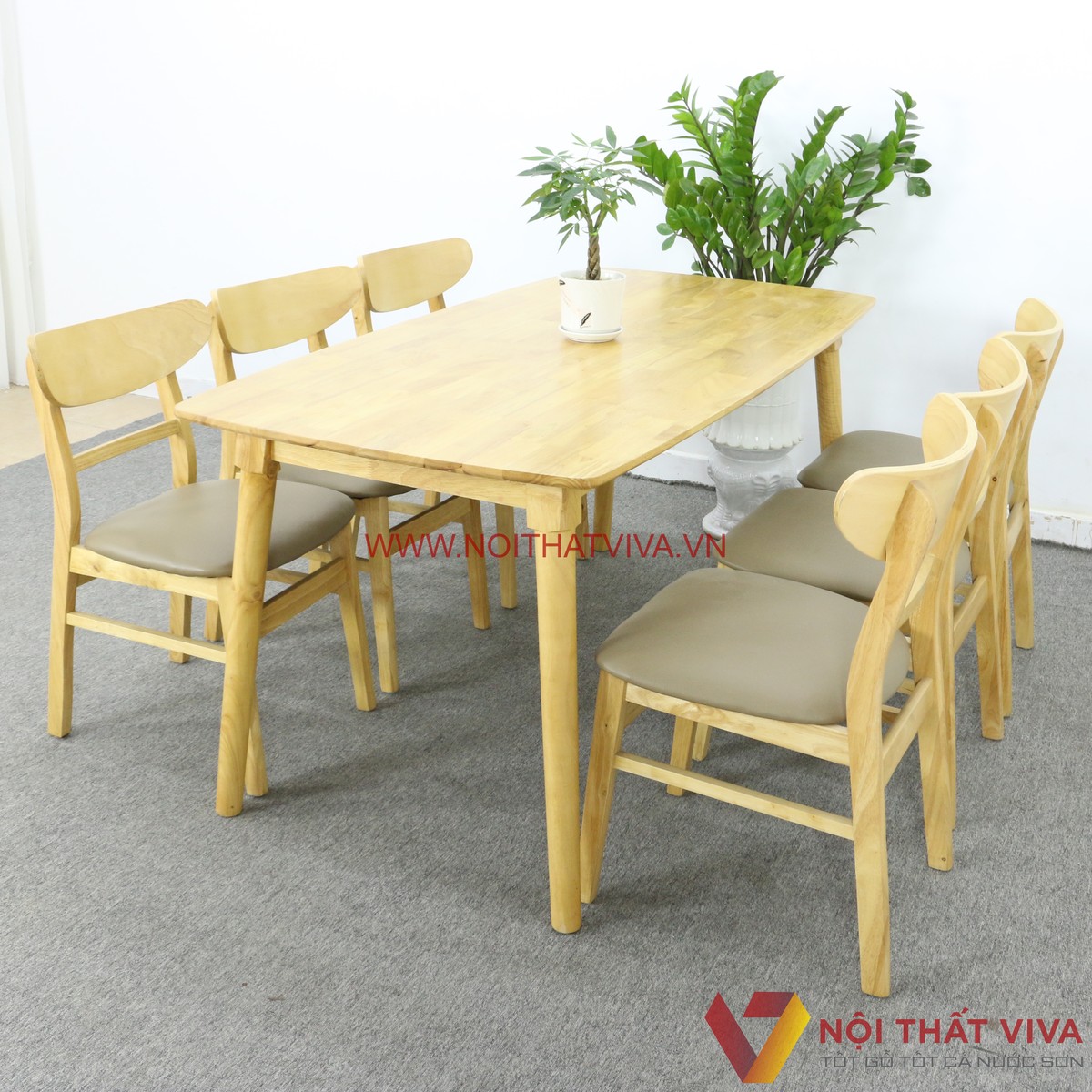 Bộ Bàn Ăn Mango 6 Ghế Gỗ Cao Su Tự Nhiên Gọn Đẹp Giá Rẻ