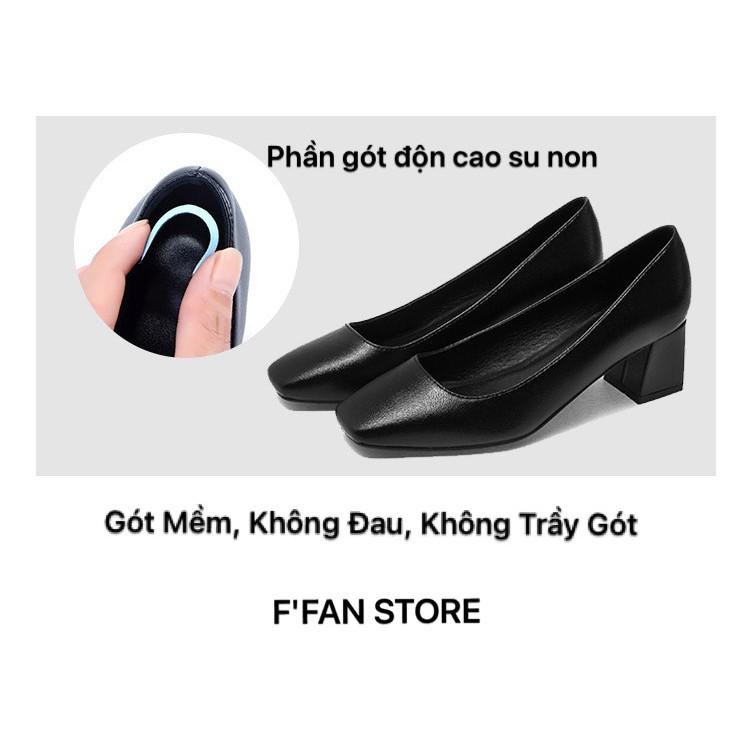 Giày Mũi Vuông (Gót Mềm -Da Thật Mềm Như Bún) Công Sở Văn Phòng Nữ Tiếp Viên Hàng Không Gót Vuông FFAN STORE