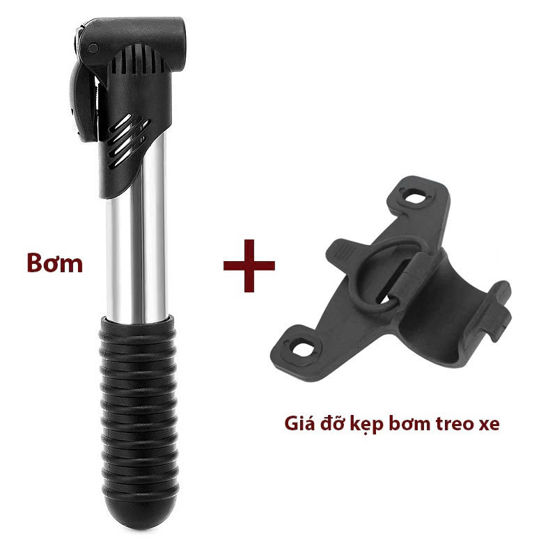 Bơm Xe Đạp Mini Treo Xe Gắn Khung Sườn Có Đế Gắn Sử Dụng Khẩn Cấp 70Psi Siêu Nhẹ GỒM 1 Bơm, 1 giá đỡ,