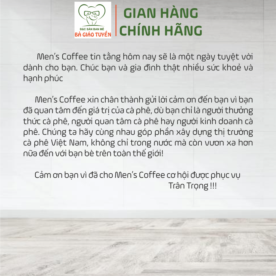 Cà Phê Men's Coffee Dòng ARABICA Thượng Hạng Cầu Đất – Lâm Đồng. Vị Chua Thanh, Nhẹ Nhàng, Mùi Thơn Quyến Rũ. Gói 500gr
